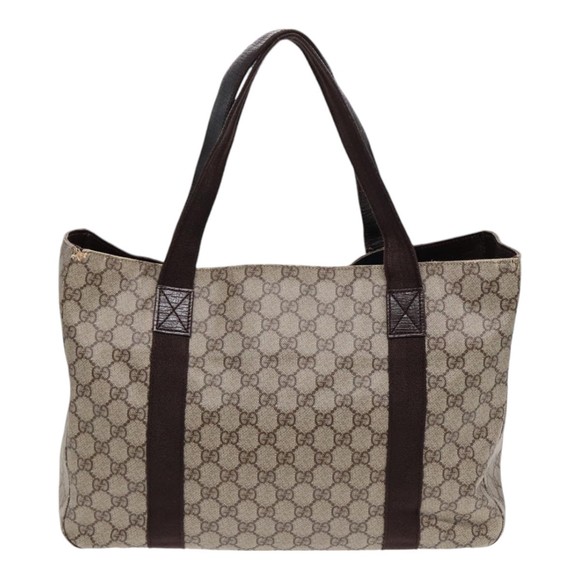 GUCCI GG Supreme Tote Bag PVC Leather Beige Brown Auth mr434 - Picture 2 of 16